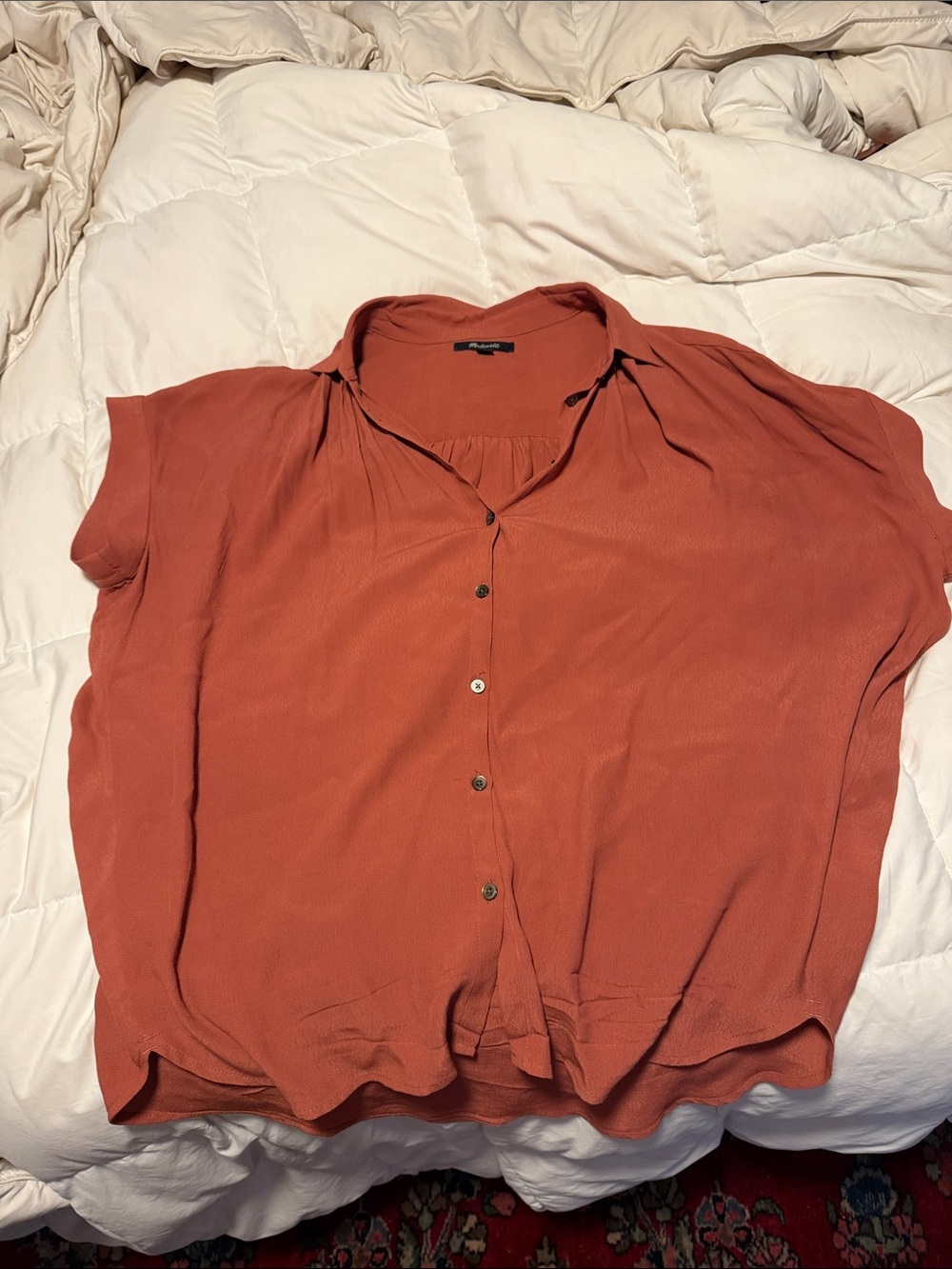 Madewell Rust Short-Sleeve Button Front Blouse - Picture 1 of 2